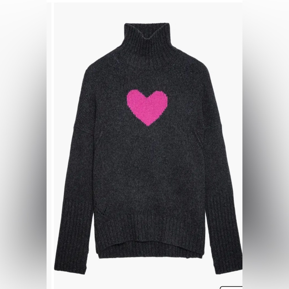 NWOT Zadig & Voltaire Alma We Heart Turtleneck Merino Wool Sweater - Picture 5 of 9